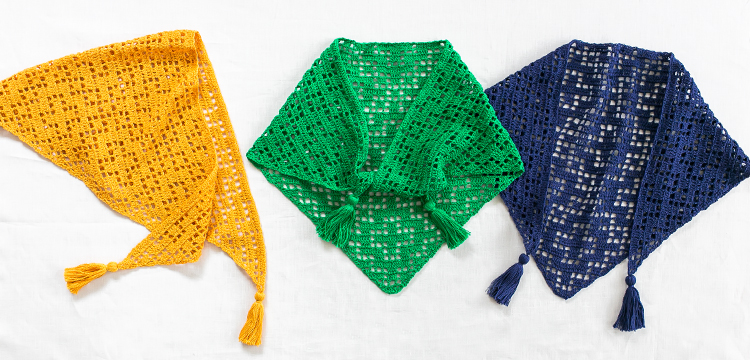 幾何学模様の三角ストール | 編み物キット販売・編み方ワーク